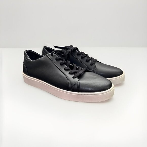 Thousand Fell Sneakers Mens 10 Black Faux Leather Low Top Lace Up Trainer Shoes